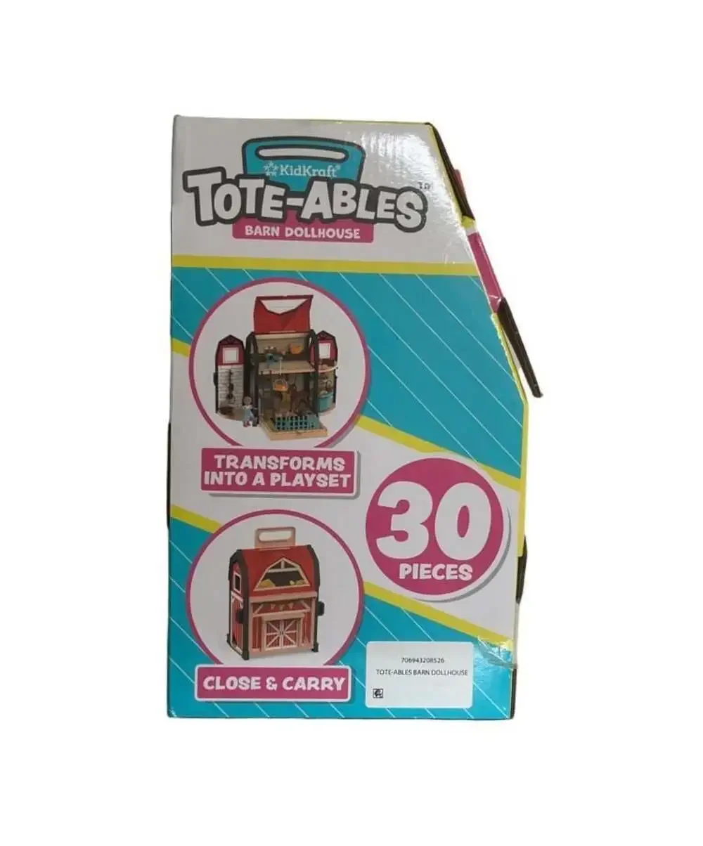 KidKraft Tote-ables Portable Barn Dollhouse with 30 Accessories - Kids Gift